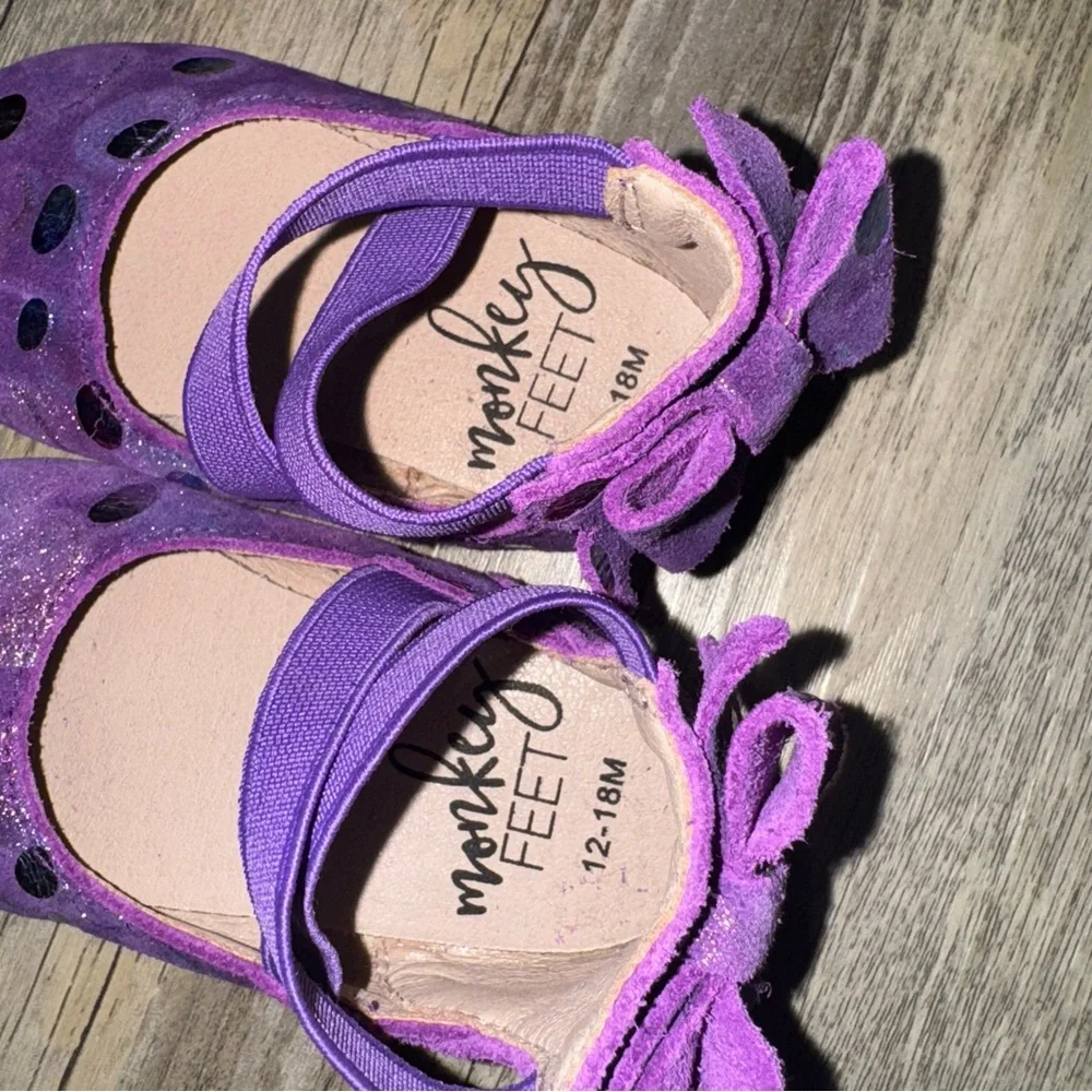 Monkey Feet Purple Sandals with Whimsical Embellishments
